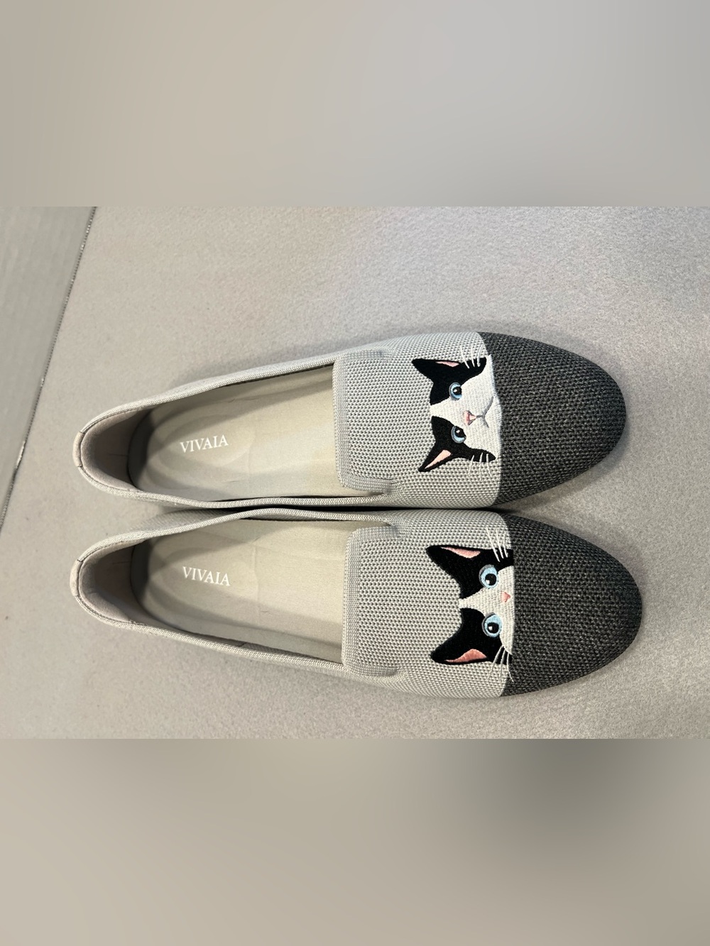 Vivaia Audrey Round Toe Moo Cat Embroidered Slip On Flats Loafers EU 40 US 9 - Picture 9 of 11